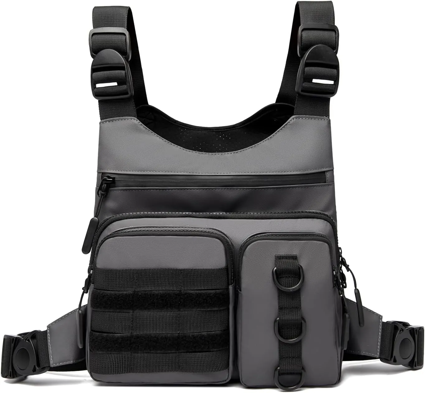 Outdoor Chest Bag for Men, Lightweight Running Vest with Water Bottle Pocket, EDC Chest Pack for Hiking, Cycling