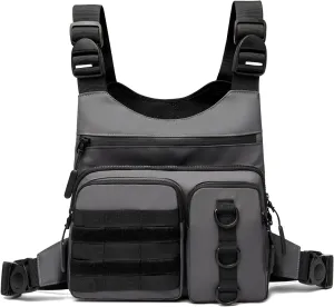Outdoor Chest Bag for Men, Lightweight Running Vest with Water Bottle Pocket, EDC Chest Pack for Hiking, Cycling