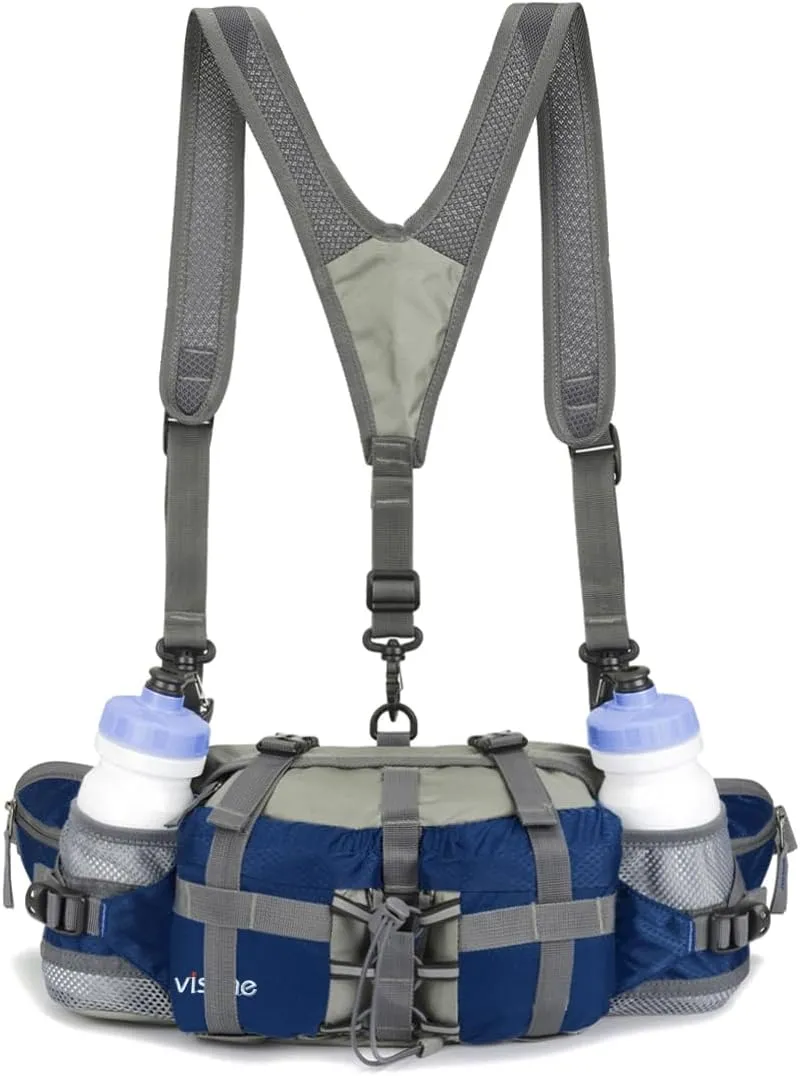 Outdoor Fanny Pack Hiking Fishing Waist bag 2 Water Bottle Holder Lumbar Pack
