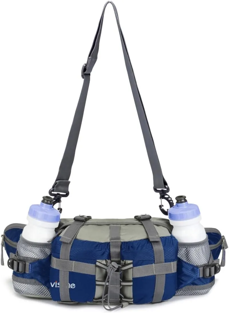Outdoor Fanny Pack Hiking Fishing Waist bag 2 Water Bottle Holder Lumbar Pack