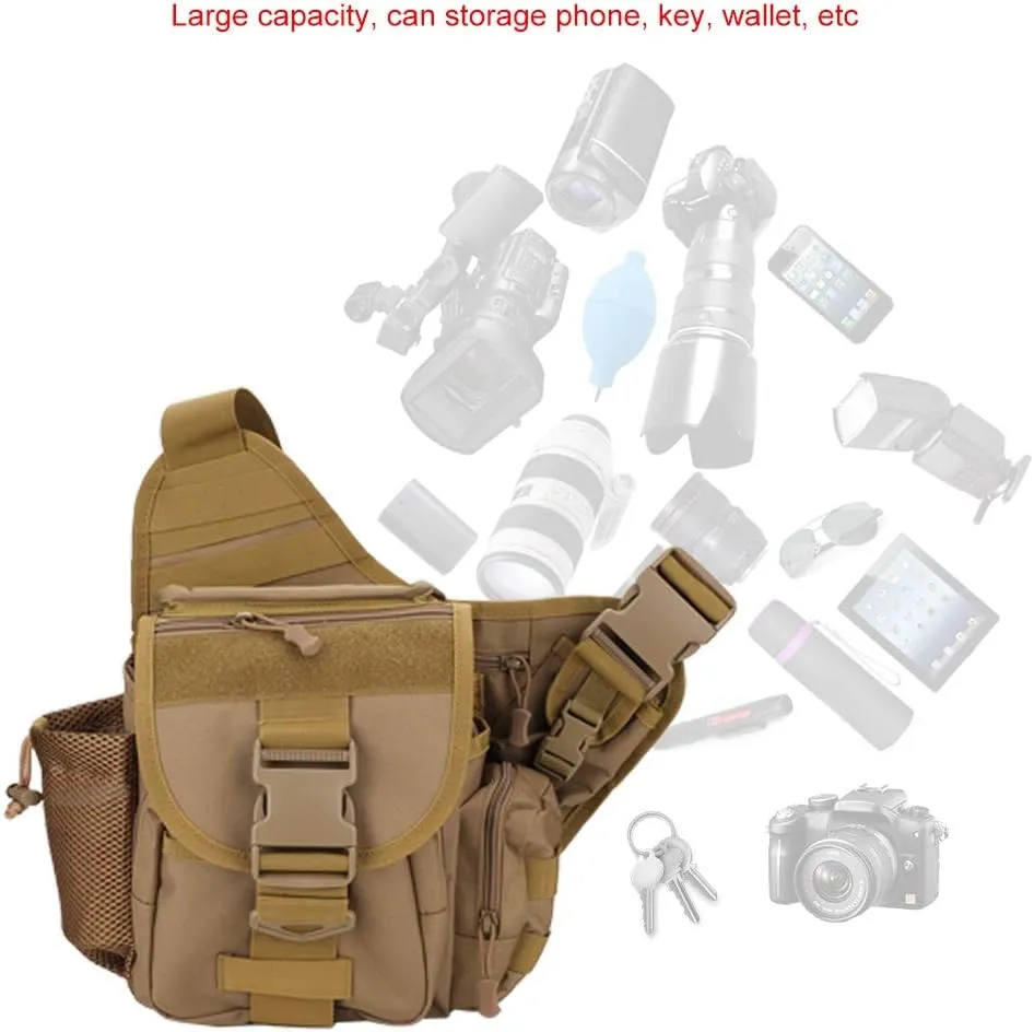 Outdoor Fanny Pack, Waist Bag with Mesh Pocket for Travel Camping Fishing, Large Capacity Nylon Material, sturdy and Wear (Brown)