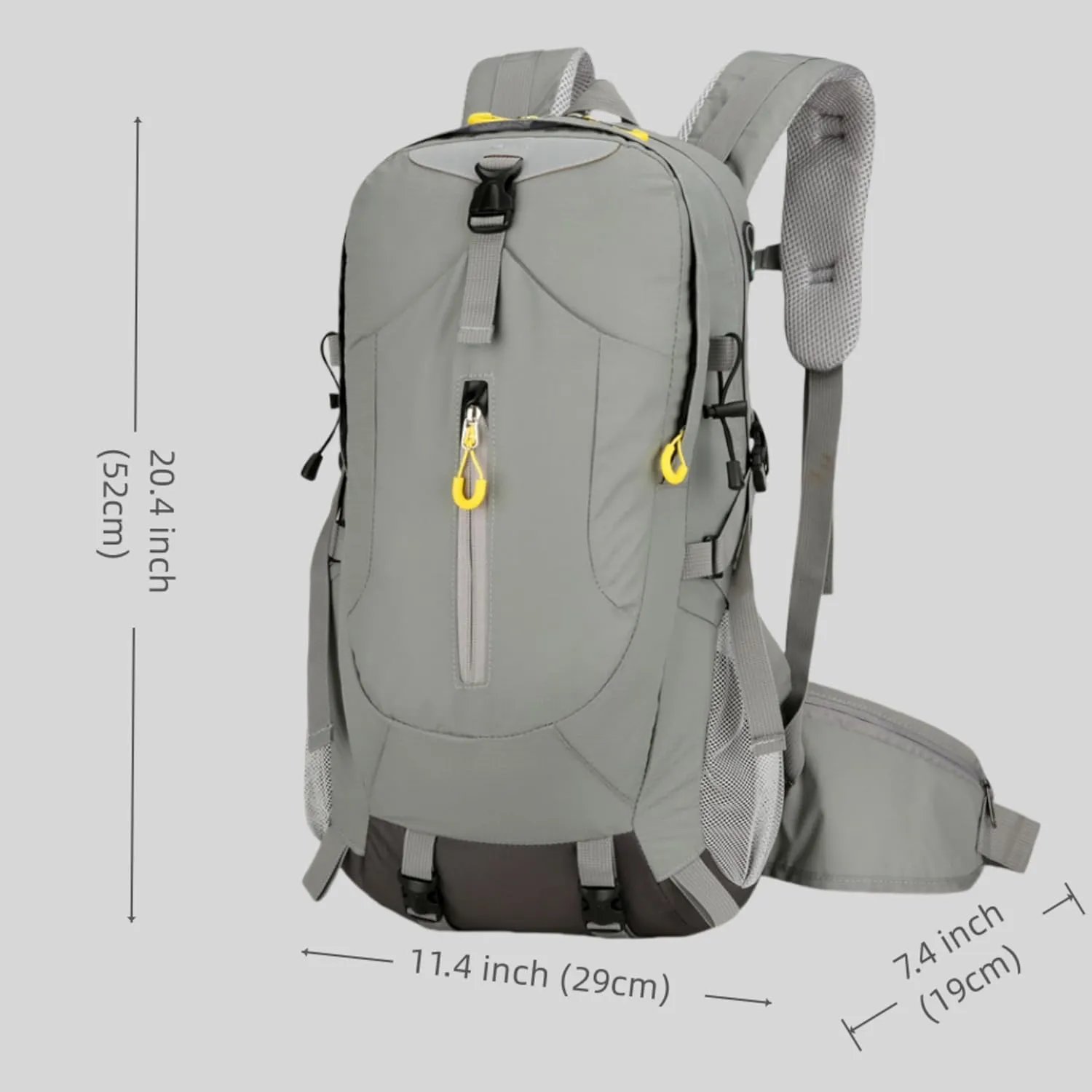 Outdoor Hiking Backpack, Large Capacity Waterproof Travel Bag for Men, Breathable Design with Reflective Strips (grey)