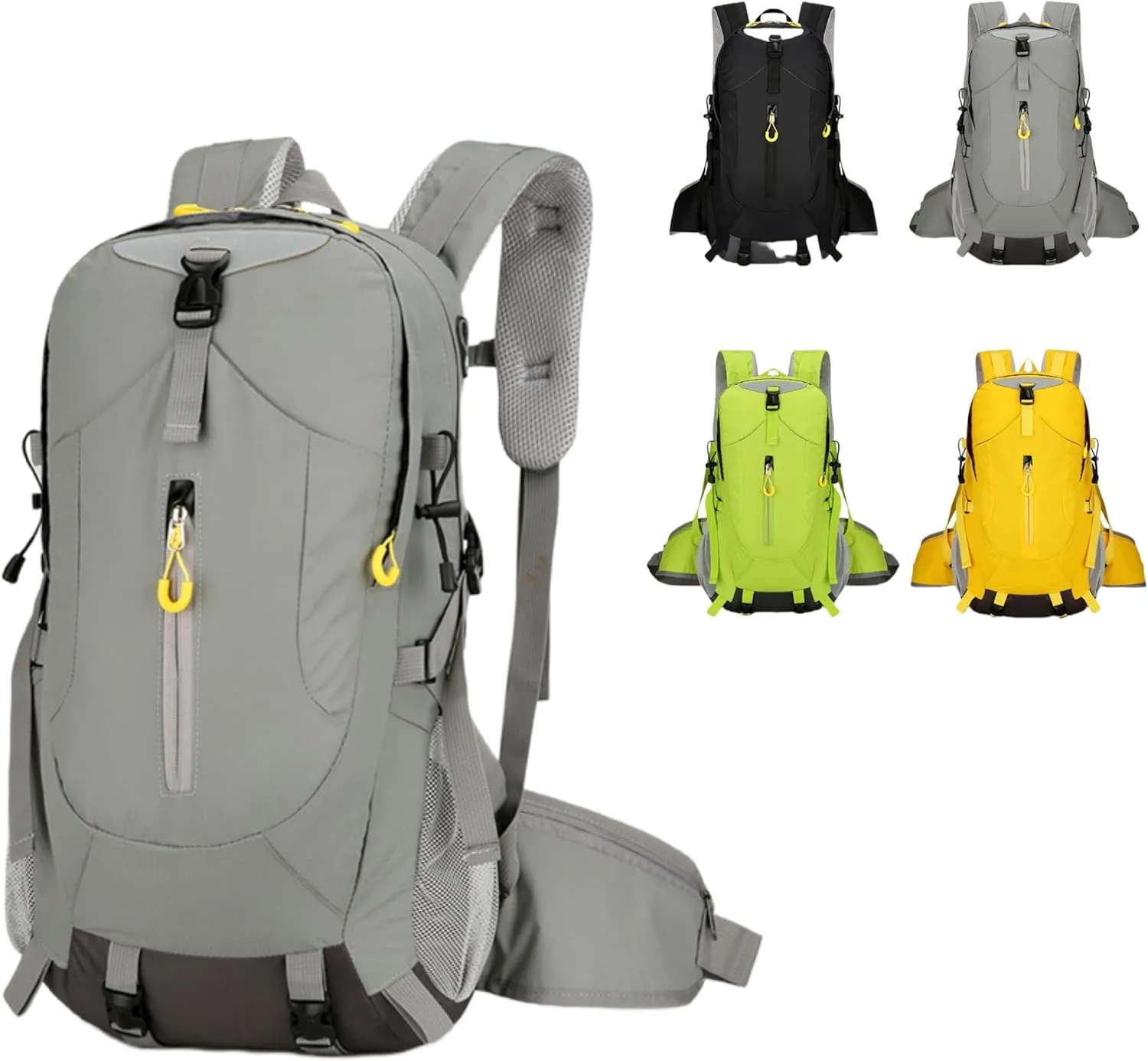 Outdoor Hiking Backpack, Large Capacity Waterproof Travel Bag for Men, Breathable Design with Reflective Strips (grey)