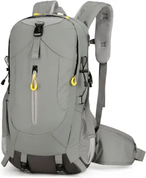 Outdoor Hiking Backpack, Large Capacity Waterproof Travel Bag for Men, Breathable Design with Reflective Strips (grey)