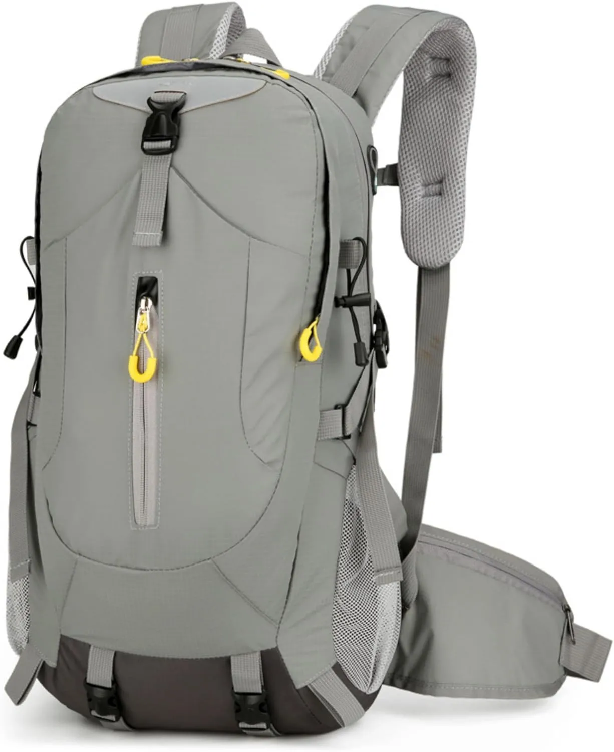 Outdoor Hiking Backpack, Large Capacity Waterproof Travel Bag for Men, Breathable Design with Reflective Strips (grey)
