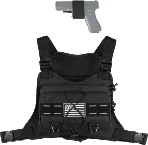 Outdoor Sports Bag for Men with Phone Holder, Breathable Running Pack Fits Most Pistols, EDC Travel Running Vest Pouch, CCW Tactical Chest Bag for Hiking, Workout, Cycling and Walking Dog