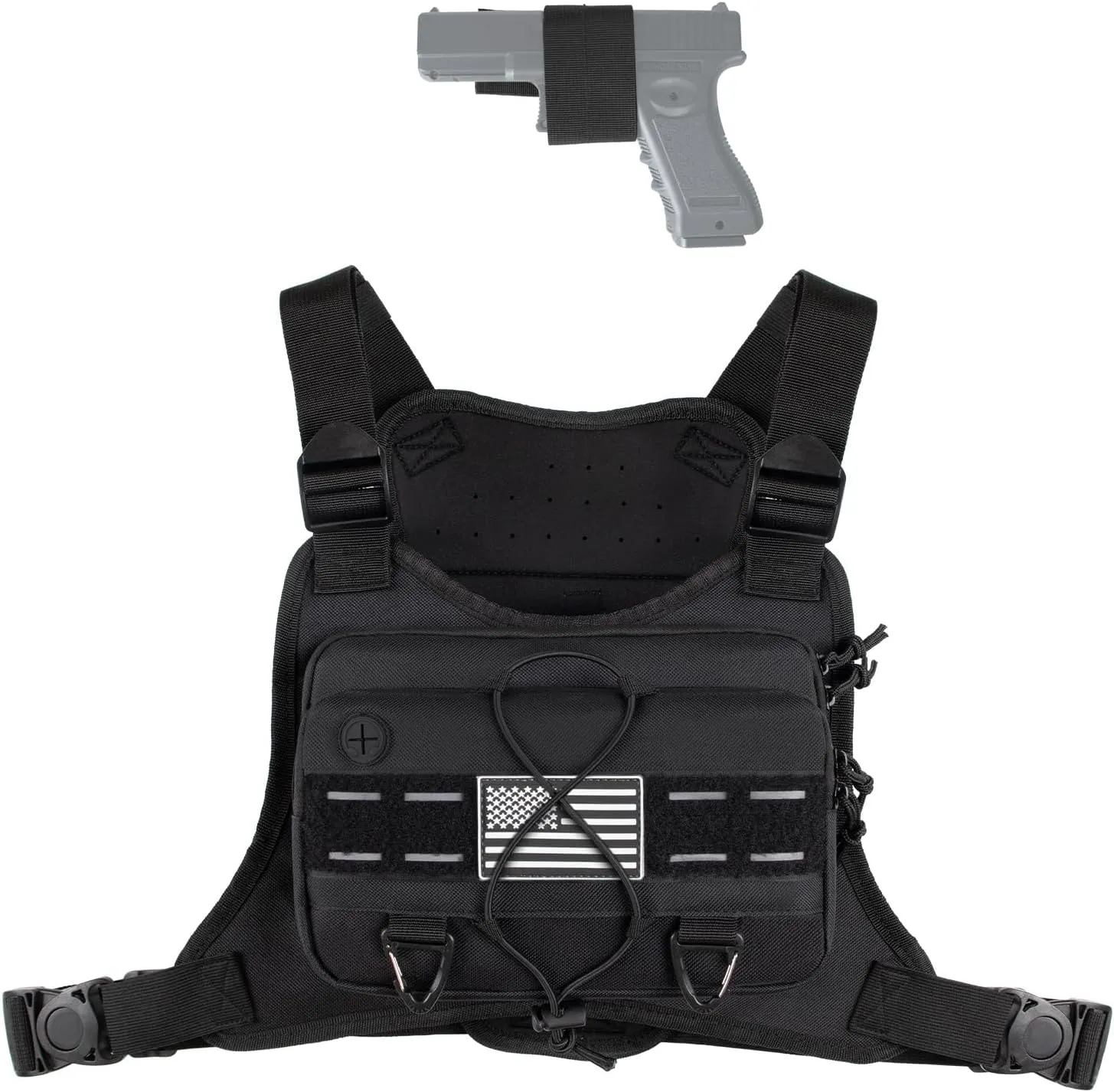 Outdoor Sports Bag for Men with Phone Holder, Breathable Running Pack Fits Most Pistols, EDC Travel Running Vest Pouch, CCW Tactical Chest Bag for Hiking, Workout, Cycling and Walking Dog