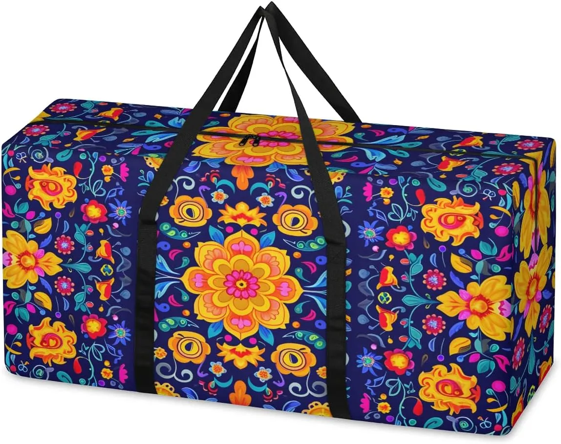 Oversized Moving Bags Boho Mandala Flower Waterproof Storage Totes Large Storage Bags for Clothes Packing Bags for Moving Travel & Clothes Storage