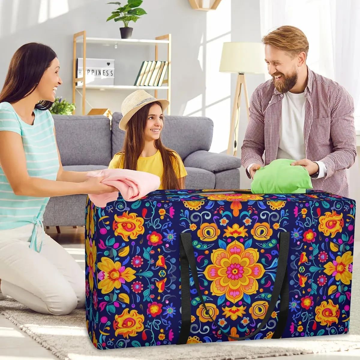 Oversized Moving Bags Boho Mandala Flower Waterproof Storage Totes Large Storage Bags for Clothes Packing Bags for Moving Travel & Clothes Storage