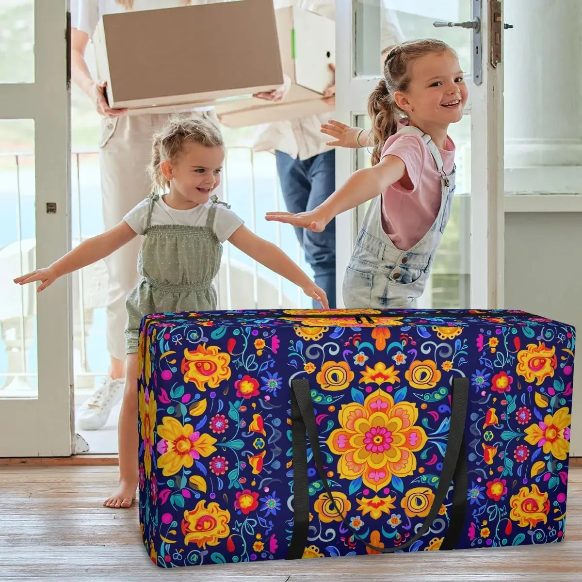 Oversized Moving Bags Boho Mandala Flower Waterproof Storage Totes Large Storage Bags for Clothes Packing Bags for Moving Travel & Clothes Storage