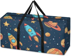 Oversized Moving Bags Rocket Space Planet Waterproof Storage Totes Large Storage Bags for Clothes Packing Bags for Moving Travel & Clothes Storage