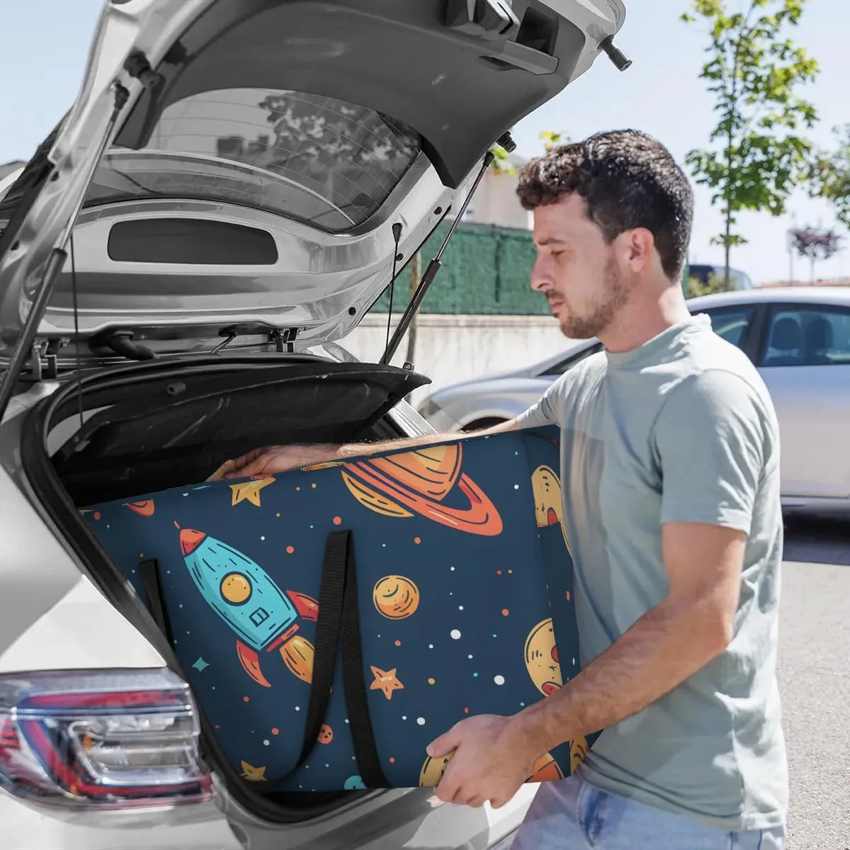 Oversized Moving Bags Rocket Space Planet Waterproof Storage Totes Large Storage Bags for Clothes Packing Bags for Moving Travel & Clothes Storage