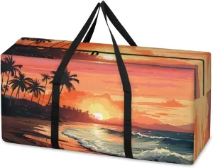 Oversized Moving Bags Scenery Beach Sunset Waterproof Storage Totes Large Storage Bags for Clothes Packing Bags for Moving Travel & Clothes Storage