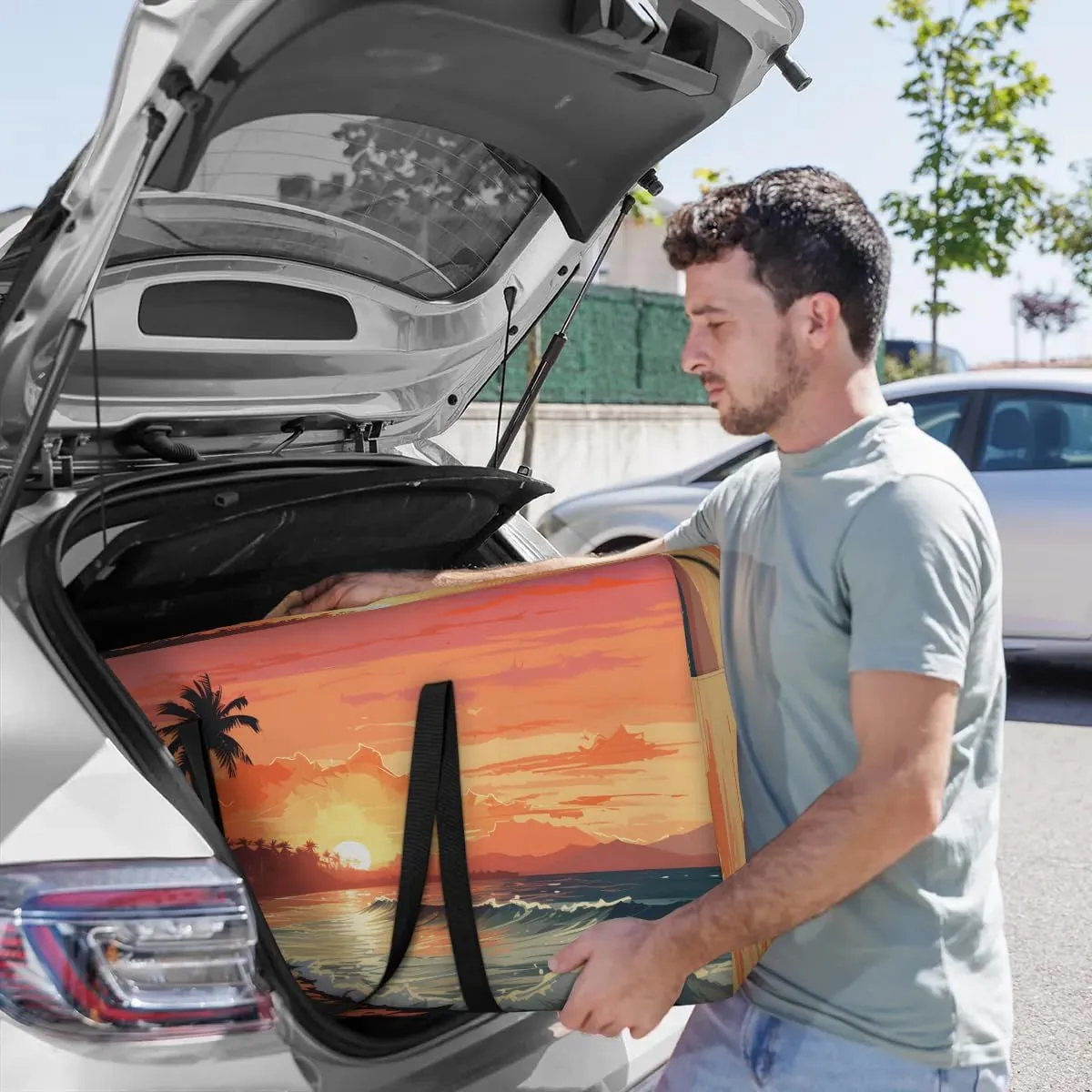 Oversized Moving Bags Scenery Beach Sunset Waterproof Storage Totes Large Storage Bags for Clothes Packing Bags for Moving Travel & Clothes Storage