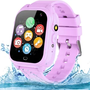 OVV Smart Watch for Kids Boys Girls Age 3-12 with Waterproof 26 Games 1.44'' Touch Screen HD Camera MP3 Player Video Recorder Pedometer Alarm Clock Calculator Torch Wrist Watch Children Learning Toys