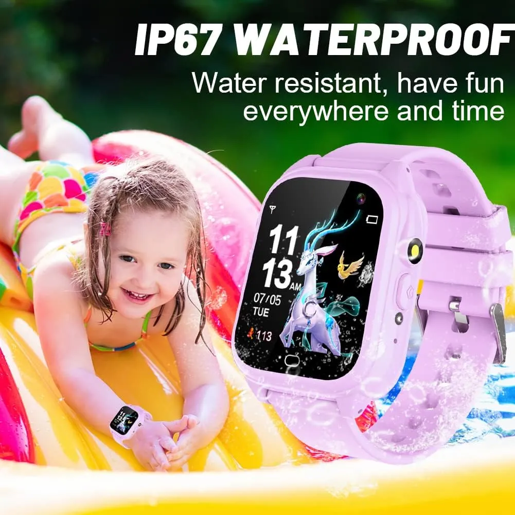 OVV Smart Watch for Kids Boys Girls Age 3-12 with Waterproof 26 Games 1.44'' Touch Screen HD Camera MP3 Player Video Recorder Pedometer Alarm Clock Calculator Torch Wrist Watch Children Learning Toys