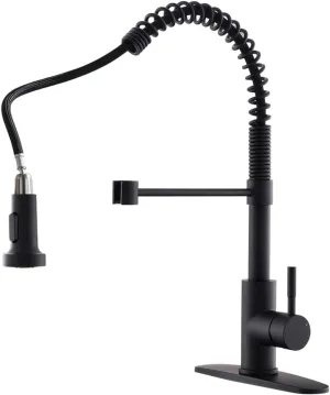OWOFAN Black Kitchen Faucet with Pull Down Sprayer 1 Handle Pull Out Sink Faucets 1 Hole Or 3 Hole 2 Function for Farmhouse Camper Laundry Utility Rv Wet Bar