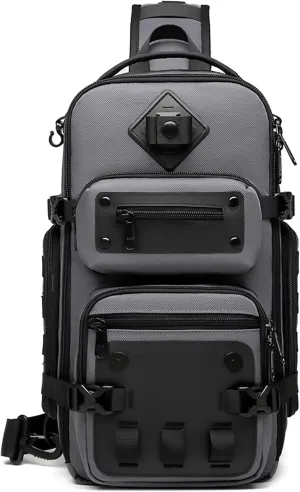OZUKO Tactical Backpack Chest Sling Bags for Men, Waterproof Crossbody Shoulder Daypack for Outdoor Walking Hiking Trekking (Dark gray)