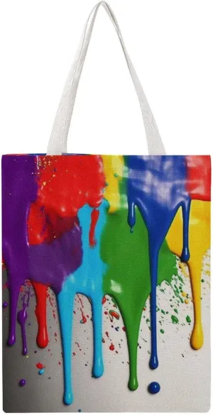 Paint Splatter Backdrop Handbags Portable Shoulder Bag Canvas Tote Bag Unisex for Work Hiking Gym Gift