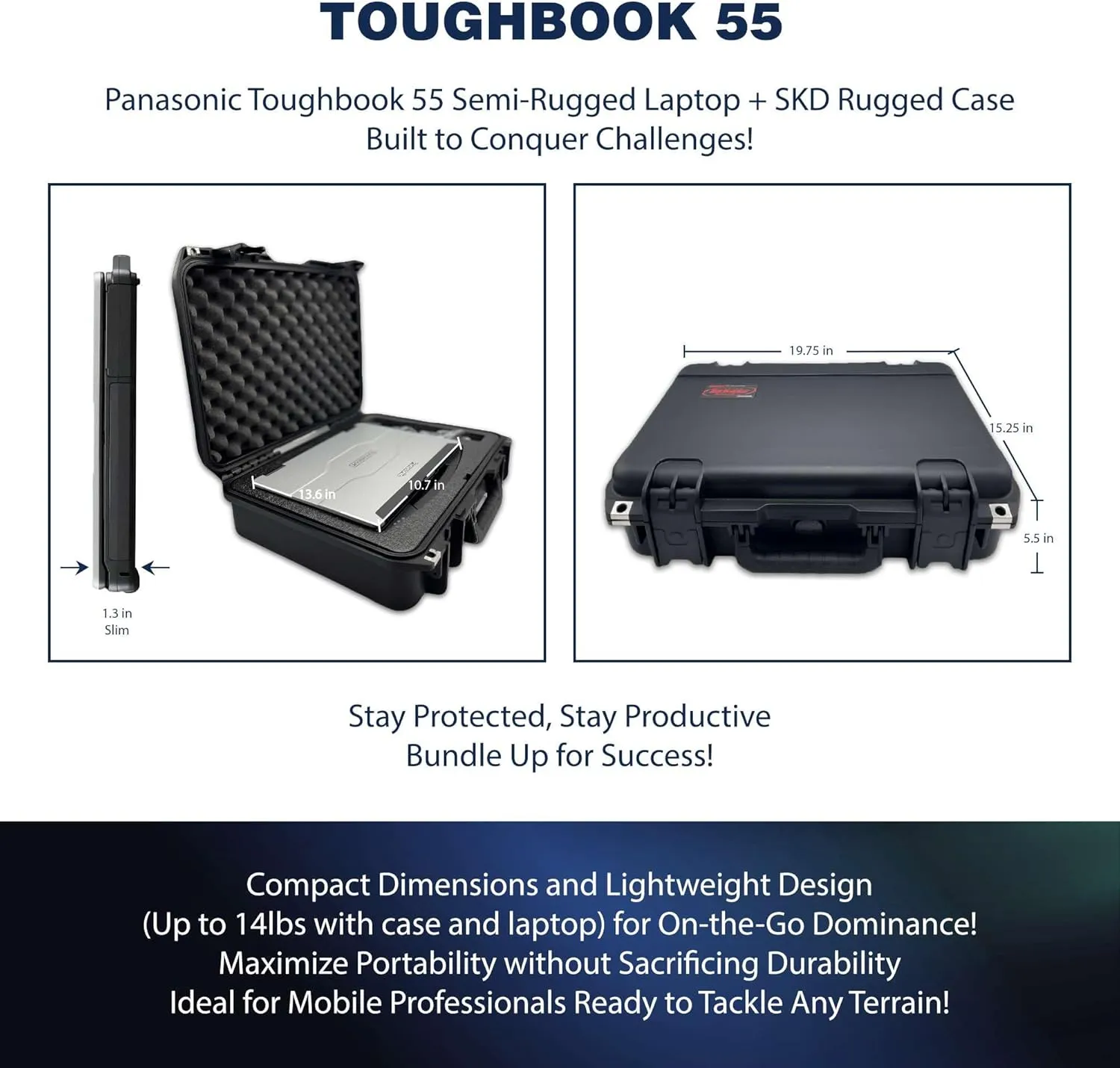 Panasonic Toughbook FZ-55 MK1, Intel Core i7-8665U, 14-inch FHD Touchscreen, 64GB, 2TB SSD, 4G LTE, USB-C, Win 11 Pro Bundle with Rugged Case-Black (Renewed)