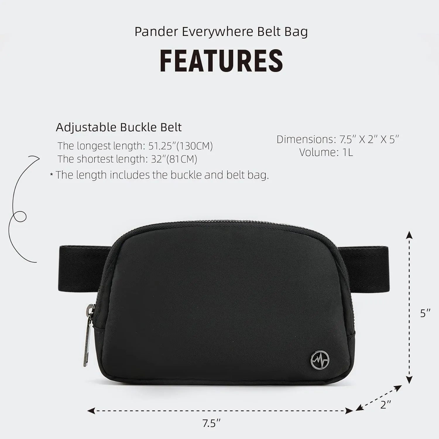 Pander Cross Body Fanny Pack for Women, Fashion Waist Packs, Crossbody Bags, Belt Bag with Adjustable Strap (Black)