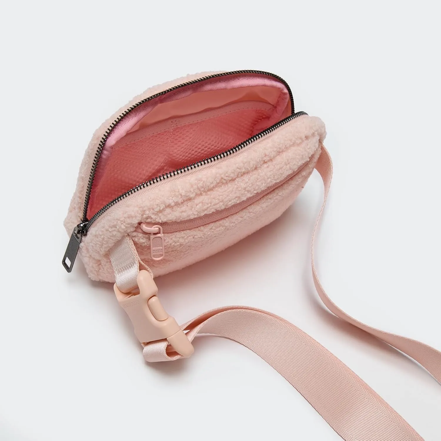 Pander Fanny pack Everywhere Fleece Belt Bag for Women and Men with Adjustable strap Belt, 1L. (Cream Pink)