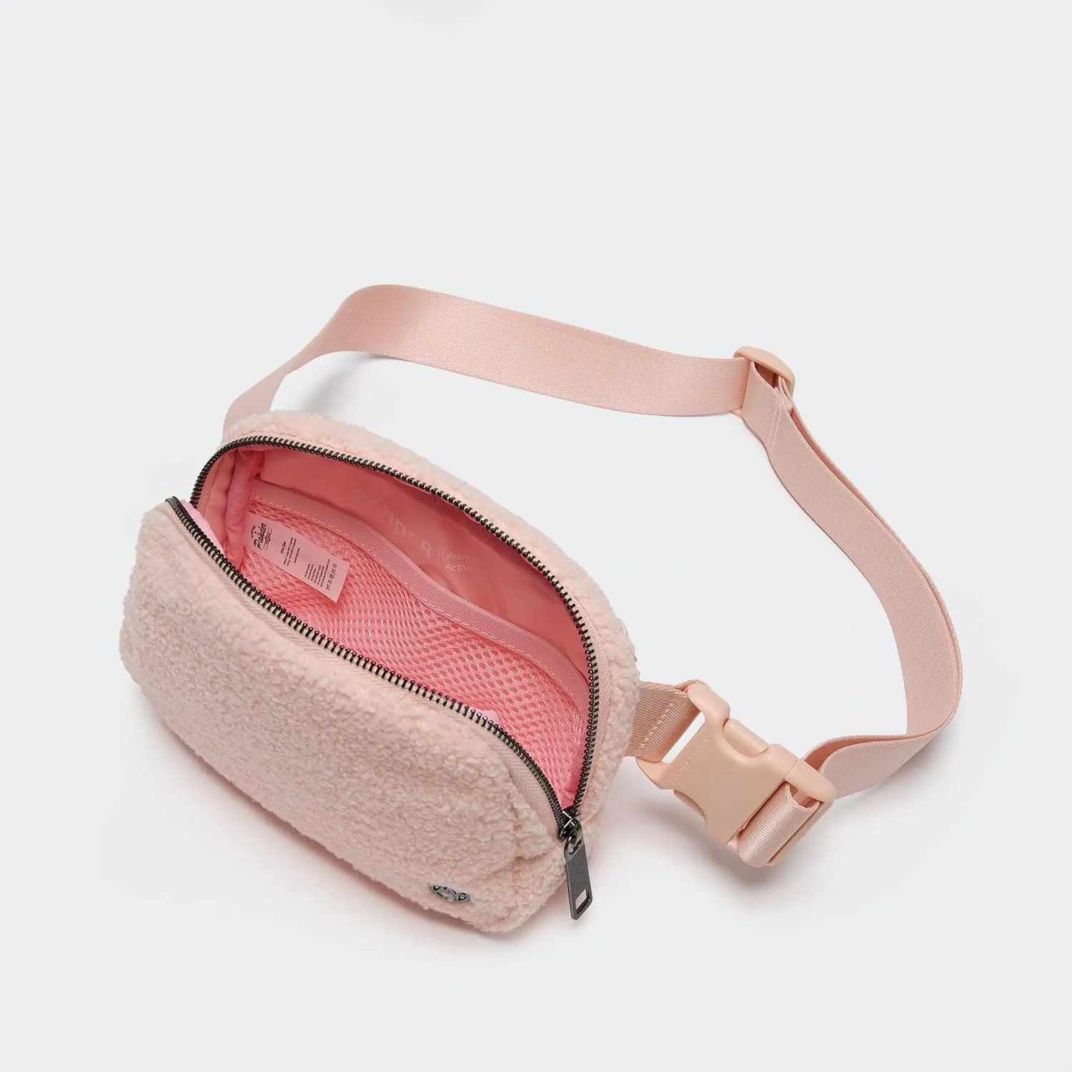 Pander Fanny pack Everywhere Fleece Belt Bag for Women and Men with Adjustable strap Belt, 1L. (Cream Pink)