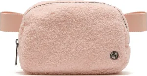 Pander Fanny pack Everywhere Fleece Belt Bag for Women and Men with Adjustable strap Belt, 1L. (Cream Pink)