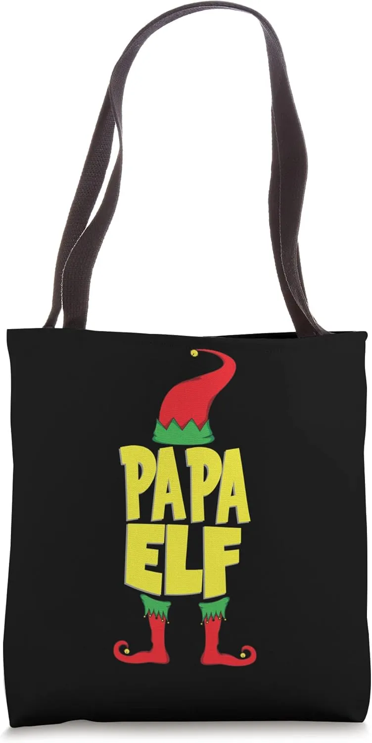 Papa Elf Black Handbag, Older Sibling Funny Christmas Tote Bag