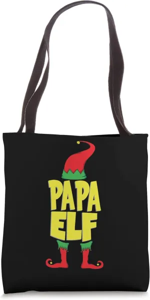 Papa Elf Black Handbag, Older Sibling Funny Christmas Tote Bag