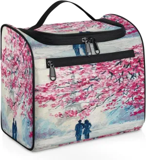 Paris Eiffel Tower Modern Art Travel Makeup Bag for Women Men Portable Waterproof Cosmetic Bag Large Capacity Toiletry Bag Make up Case Organizer Bathroom Shower Bag with Handle Travel Accessories