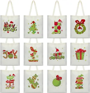 Paterr 12 Pcs Social Worker Appreciation Gift for Women Canvas Tote Bags Bulk for Retirement Volunteer Graduation Gift(Christmas)