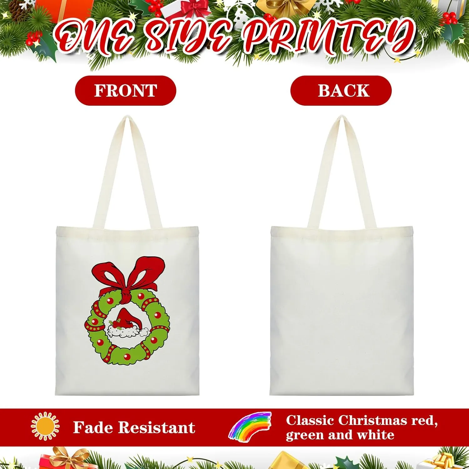 Paterr 12 Pcs Social Worker Appreciation Gift for Women Canvas Tote Bags Bulk for Retirement Volunteer Graduation Gift(Christmas)