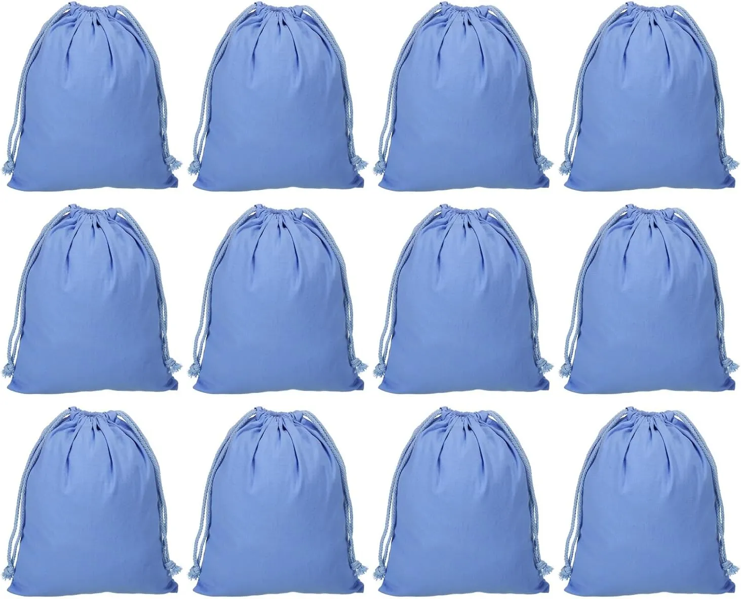 PATIKIL 100% Cotton Reusable Drawstring Bags, 7x10 Inch 12 Pack Multipurpose Washable Cotton Dust Bags, Luggage Organizer, Travel Essentials Storage Pouch, Blue