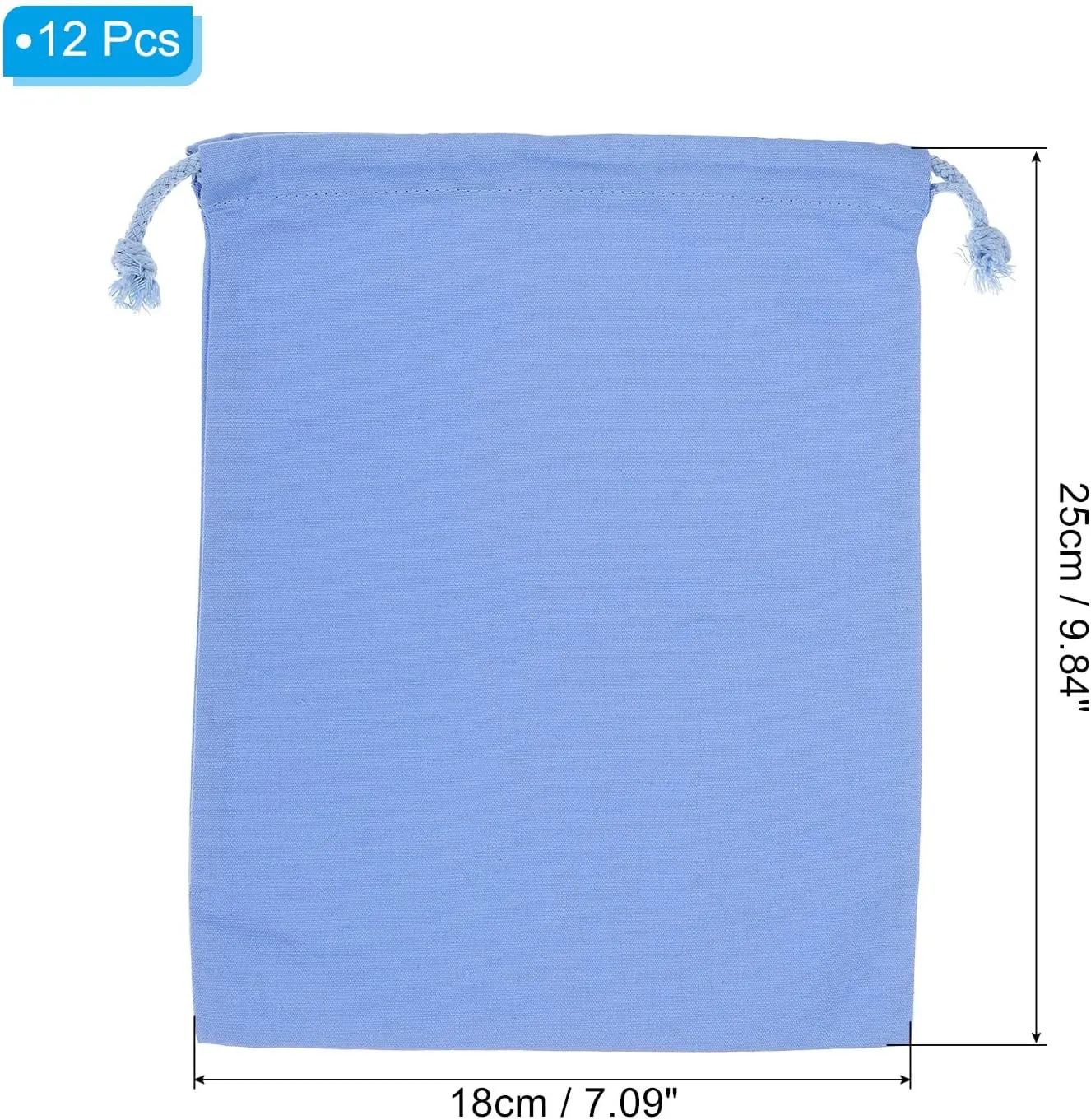 PATIKIL 100% Cotton Reusable Drawstring Bags, 7x10 Inch 12 Pack Multipurpose Washable Cotton Dust Bags, Luggage Organizer, Travel Essentials Storage Pouch, Blue