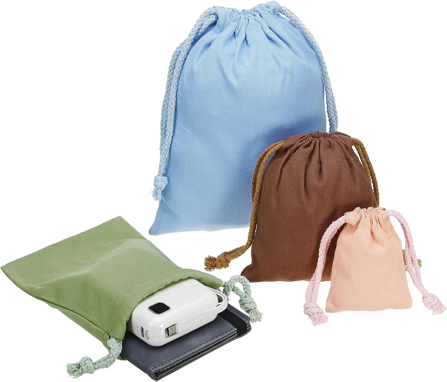 PATIKIL 100% Cotton Reusable Drawstring Bags, 7x10 Inch 12 Pack Multipurpose Washable Cotton Dust Bags, Luggage Organizer, Travel Essentials Storage Pouch, Blue