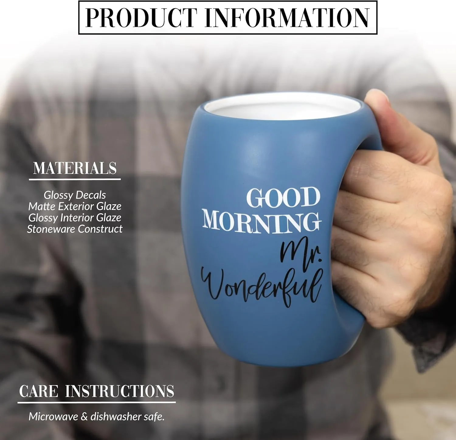 Pavilion Gift Company - Good Morning Mr. Wonderful - 16 oz Green Coffee Mug Tea Cup Gift From Husband Boyfriend Anniversary Wedding Birthday Long Distance Present