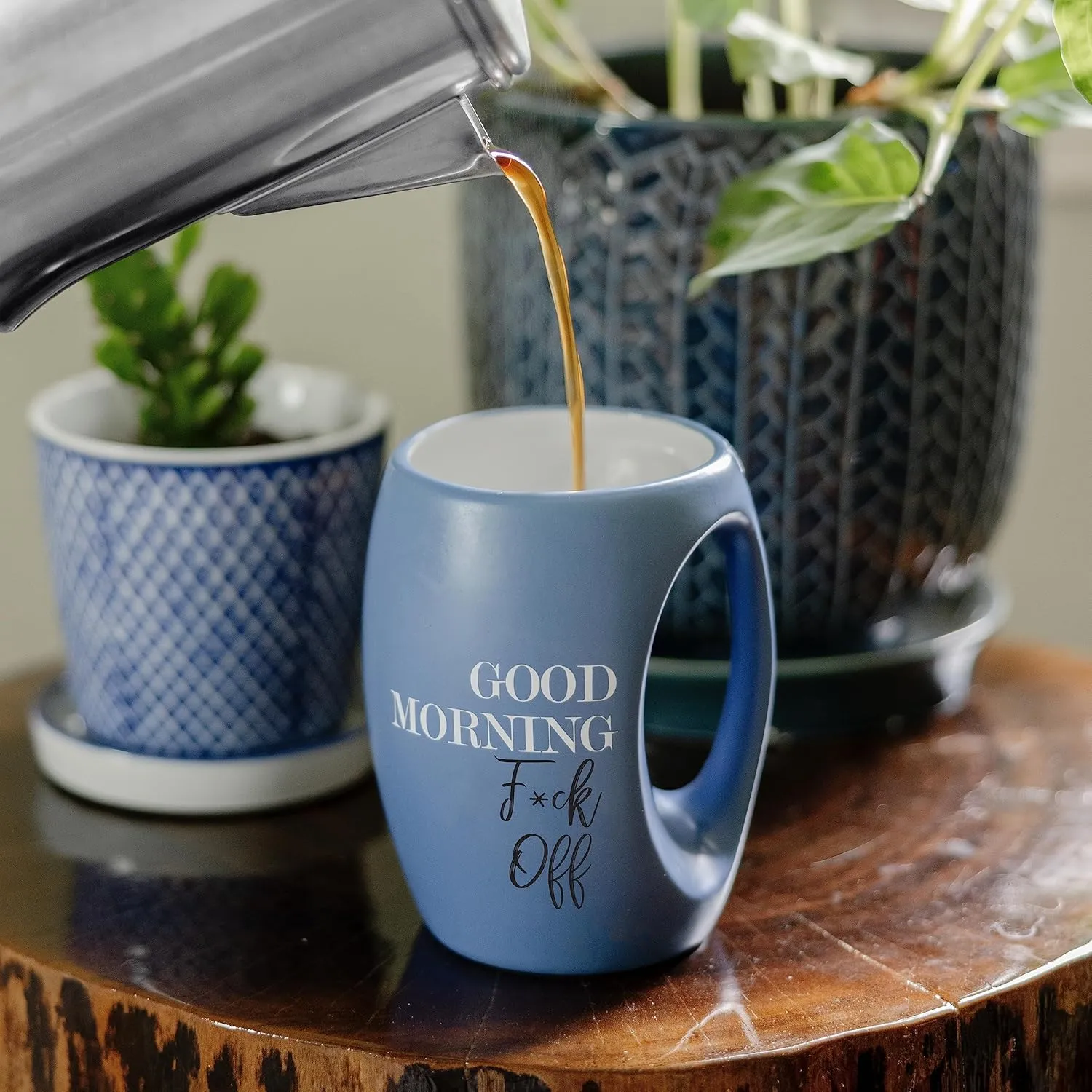 Pavilion - Good Morning - Huggable Hand Warming 16 oz Mug, Gifts For Him Dad Brother Friend Uncle Grandpa Grandson Long Distance Gift Present (Fuck Off)