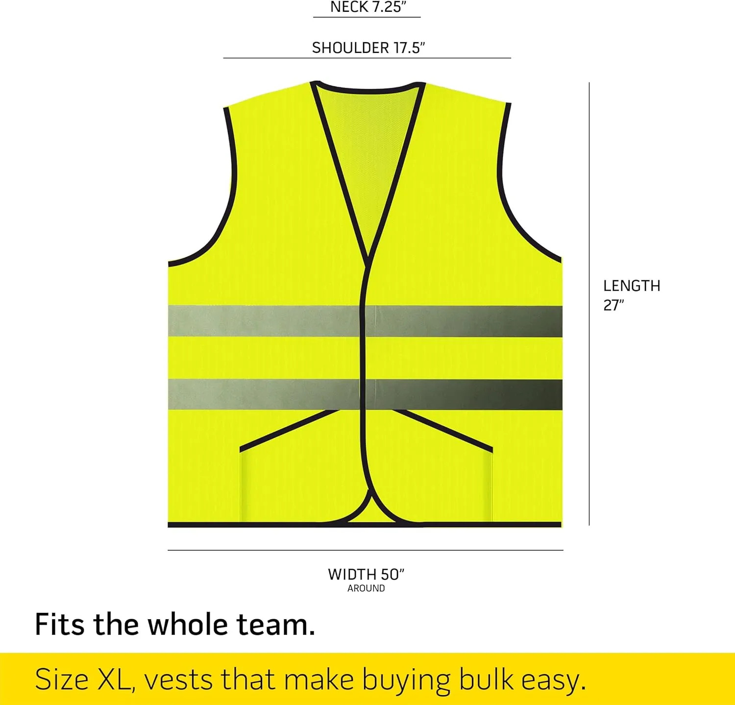 PeerBasics Pocket Safety Vest Bulk Pack Reflective High Visibility Men Women