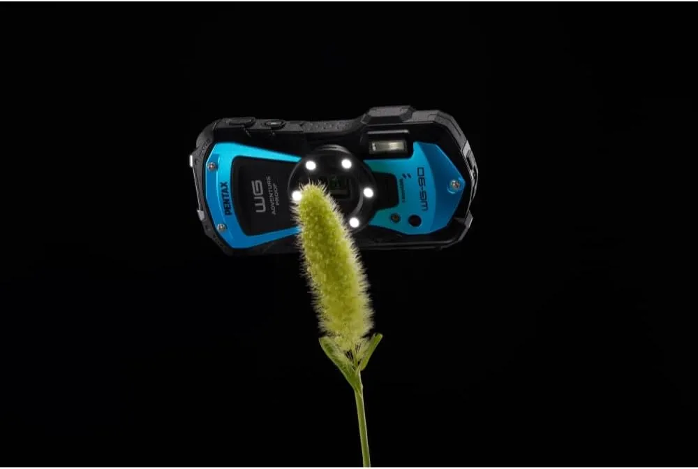 PENTAX WG-90 Blue Waterproof Camera, Shockproof, Dustproof, Freezeproof, Built-in 6-LED Ring Light for Macro Photography, Underwater Shooting Mode