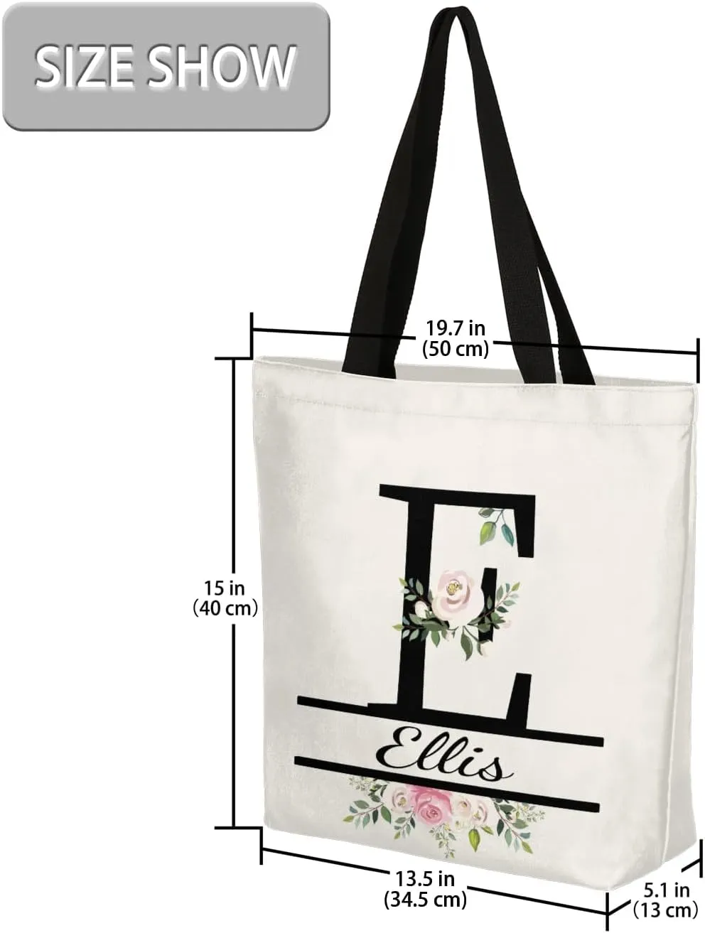 Personalized Canvas Tote Bag with Name Customized Beach Shoulder Handbags for Women Girls Bridesmaid Gifts