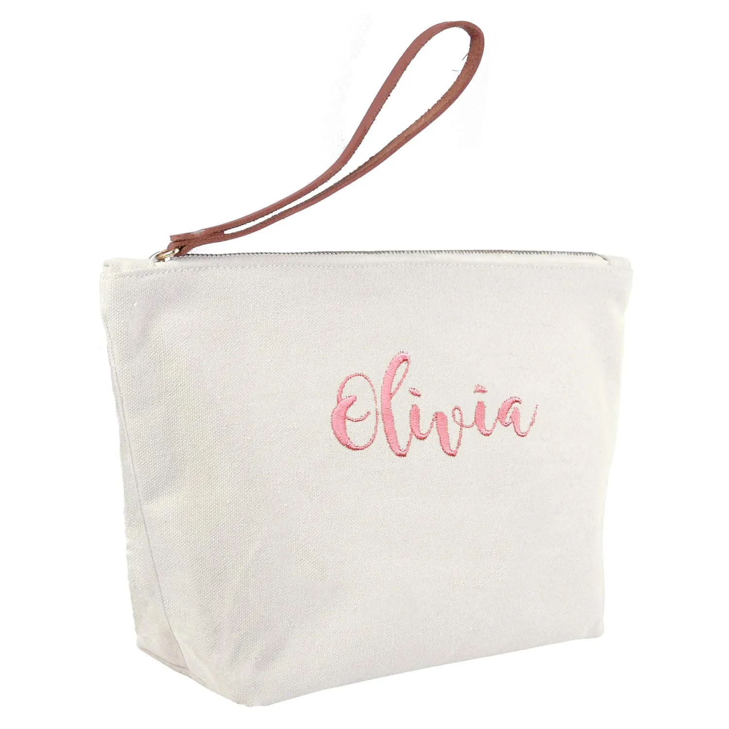Personalized Gifts for Women Travel Makeup Bag with Name Bridesmaid Gifts Cosmetic Bag for Wedding Gifts Bride Birthday Gifts Teacher Gifts Bridesmaid Makeup Bag with Zipper Canvas