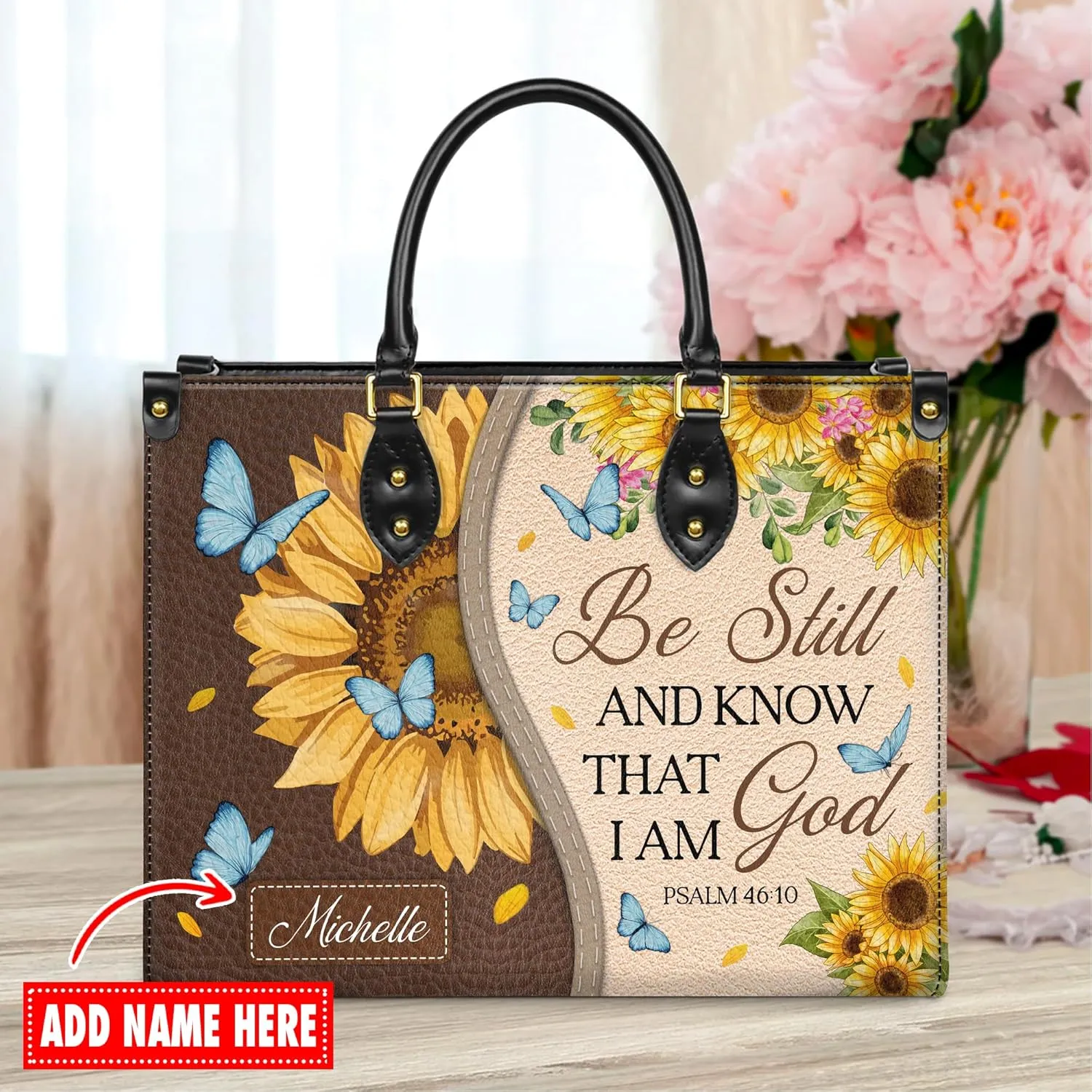 Personalized Leather Handbag for Women, Custom Name Church Bag, Christian Gifts, Mother's Day Gift for God Lovers