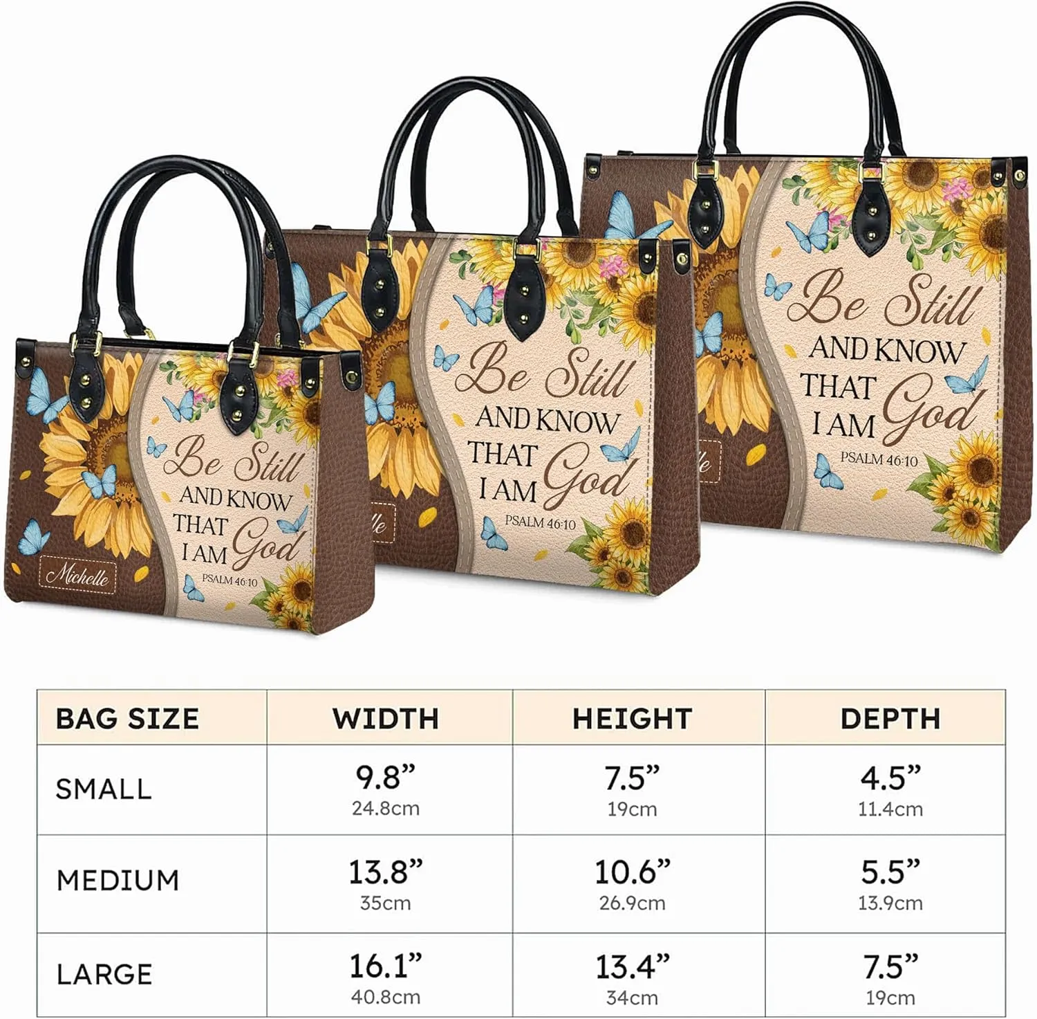 Personalized Leather Handbag for Women, Custom Name Church Bag, Christian Gifts, Mother's Day Gift for God Lovers