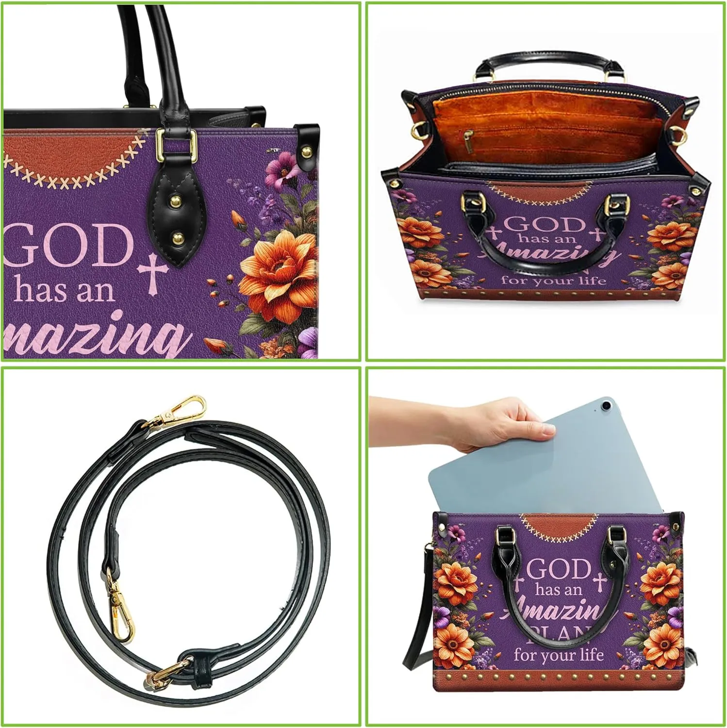 Personalized Leather Handbag for Women, Custom Name Church Bags, Christian Gifts for God Lovers, Ideal for Mother’s Day Gifts
