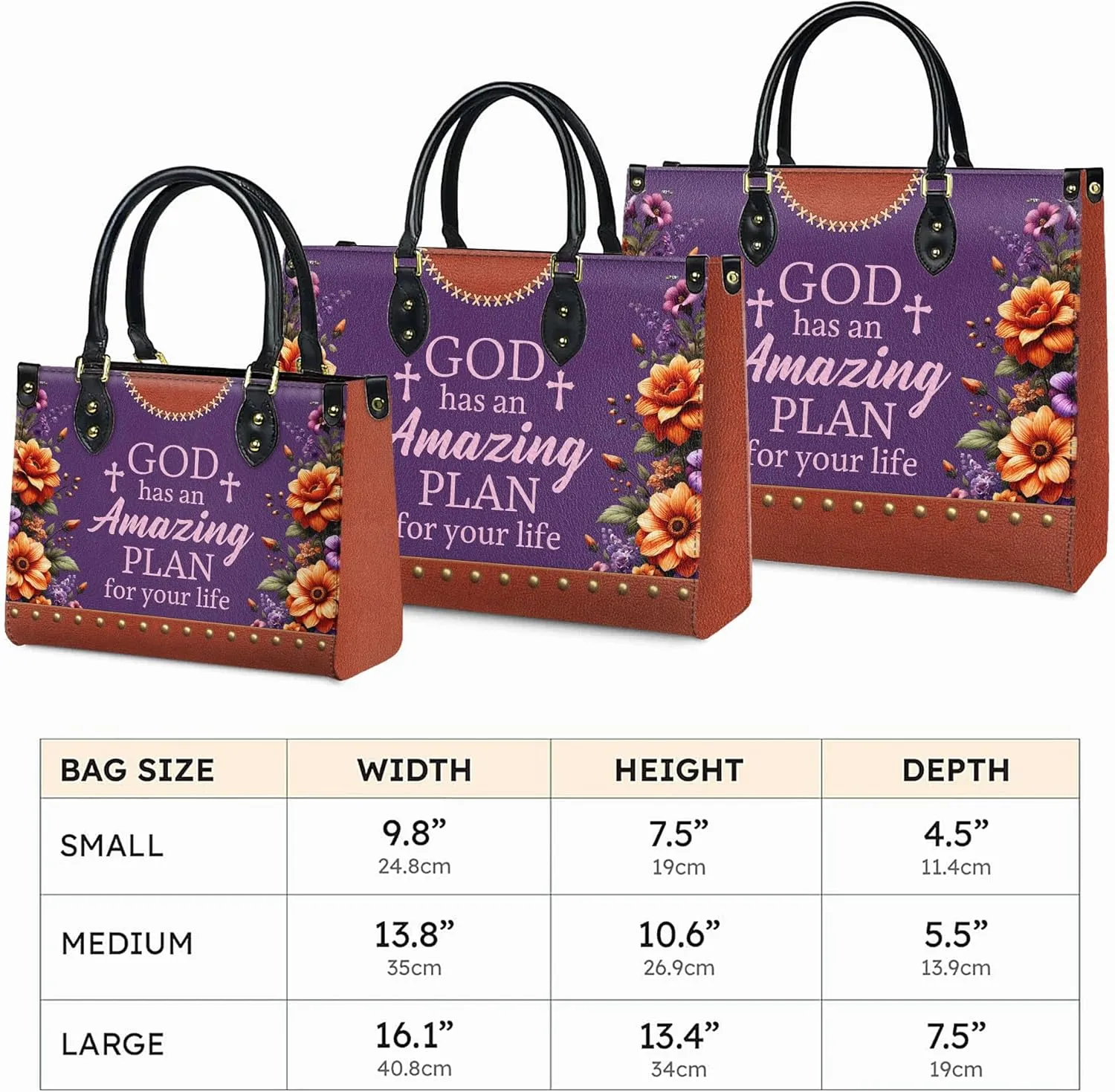 Personalized Leather Handbag for Women, Custom Name Church Bags, Christian Gifts for God Lovers, Ideal for Mother’s Day Gifts