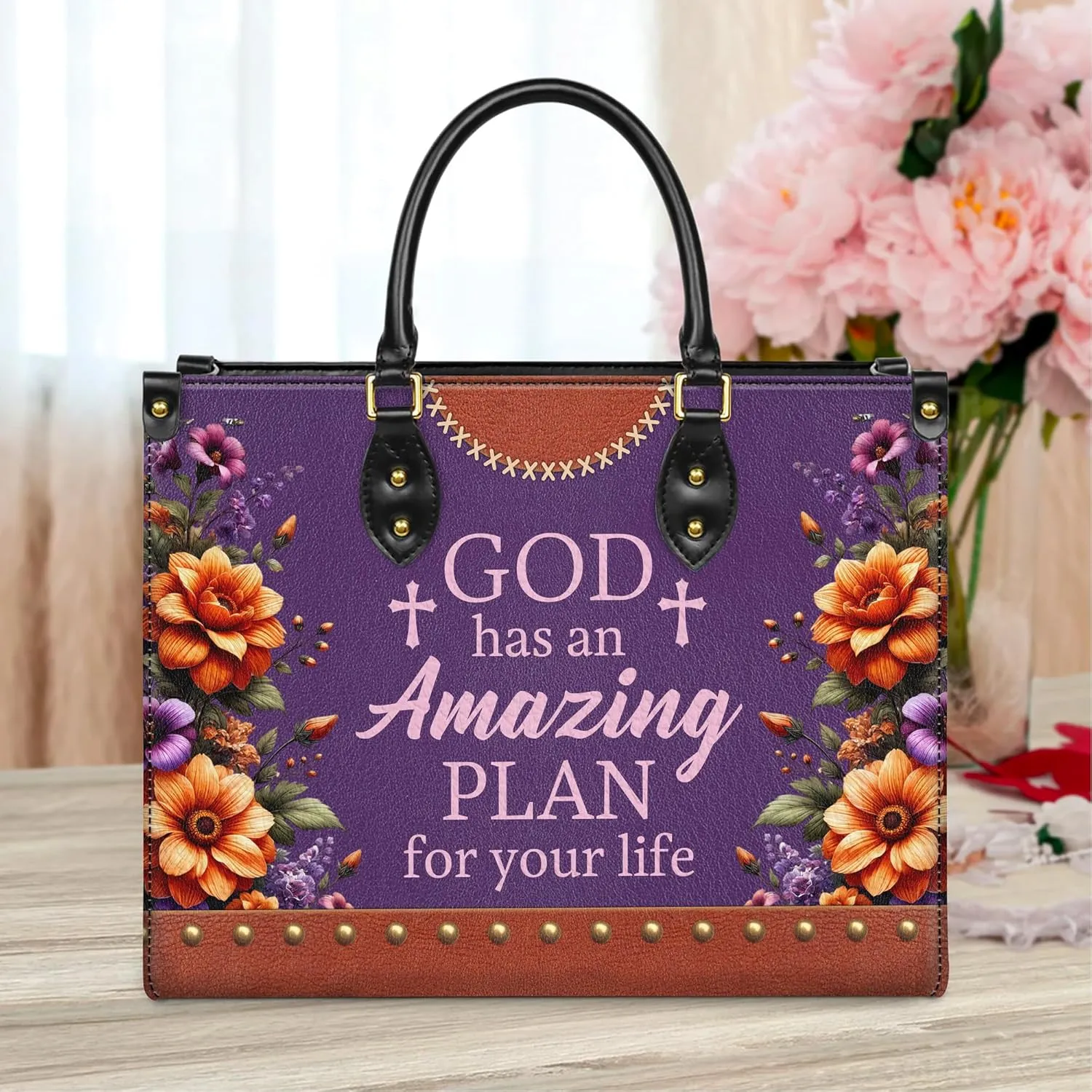 Personalized Leather Handbag for Women, Custom Name Church Bags, Christian Gifts for God Lovers, Ideal for Mother’s Day Gifts