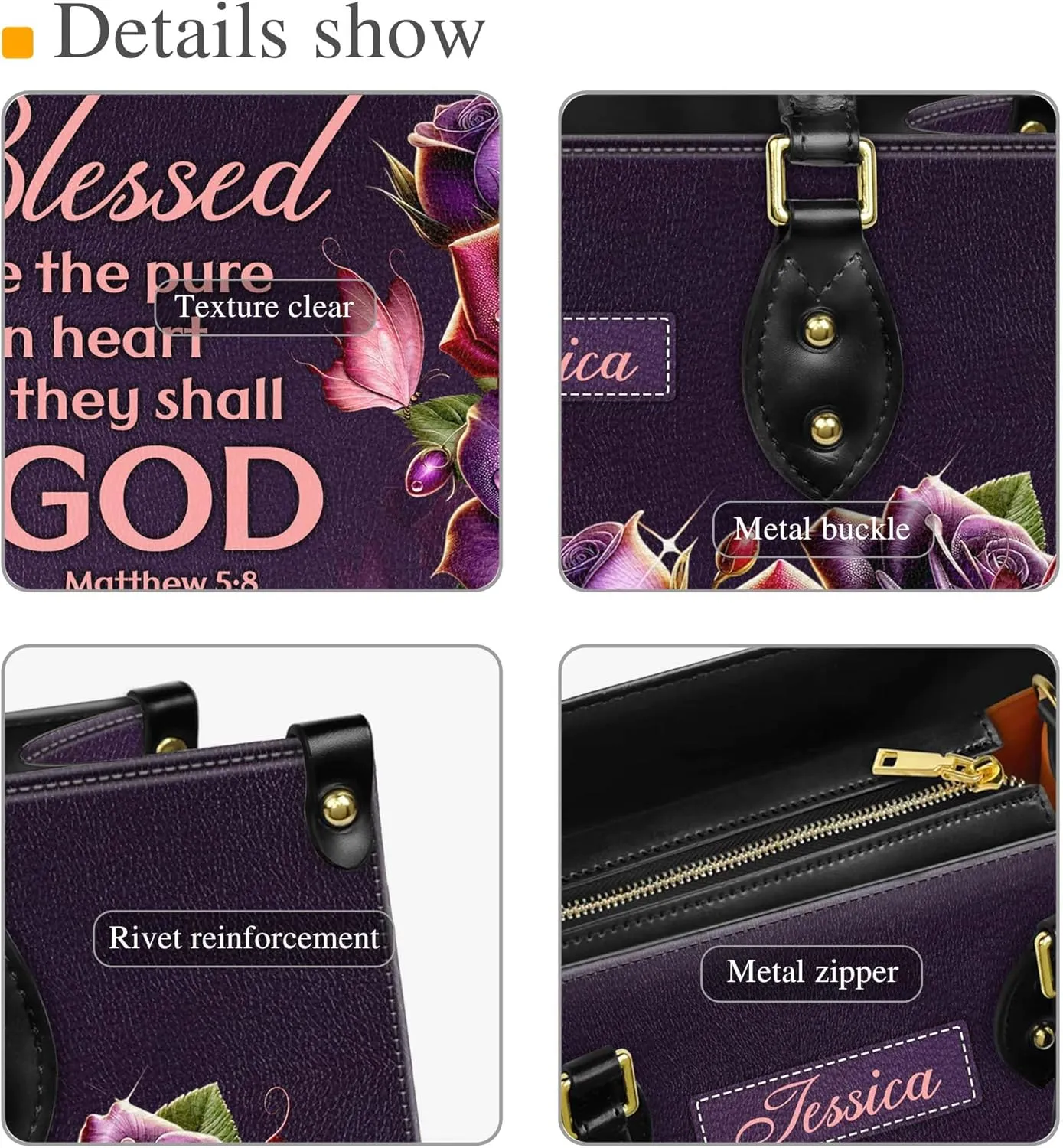 Personalized Leather Handbag for Women – Matching Purse and Wallet Set – Custom Name Church Bags, Mother's Day Gift
