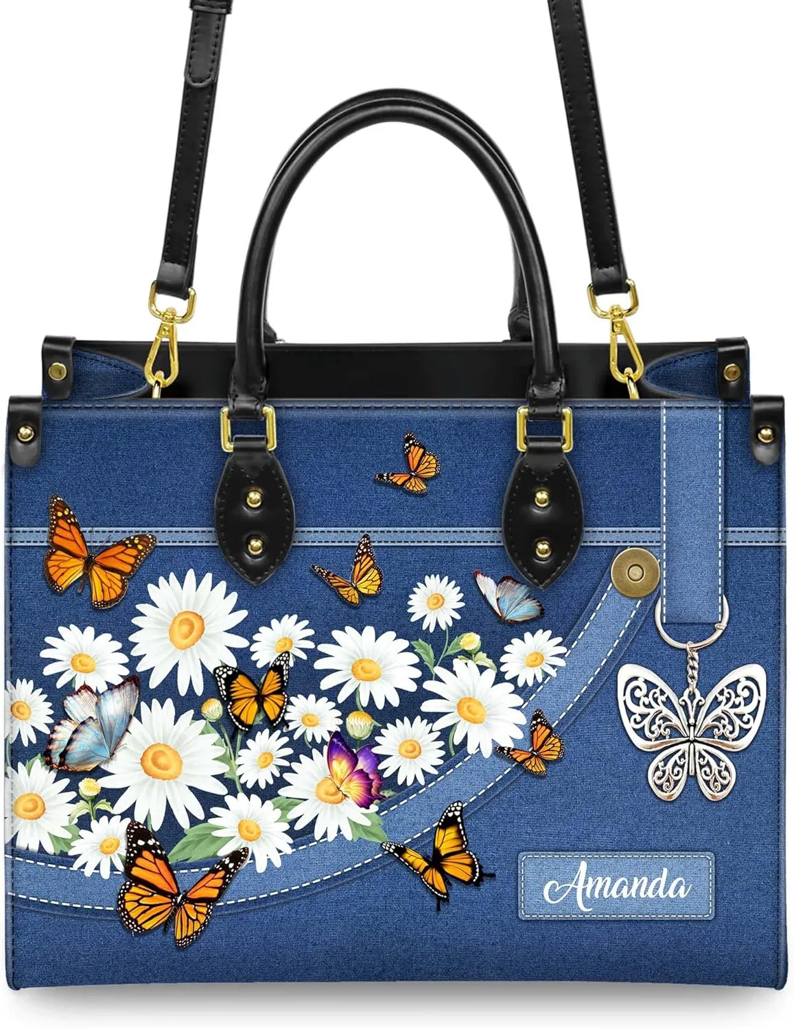 Personalized Leather Handbag for Women – Matching Purse and Wallet Set – Custom Name Church Bags, Mother's Day Gift