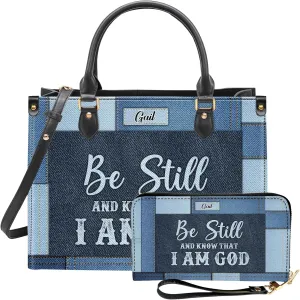 Personalized Leather Handbag for Women – Matching Purse and Wallet Set – Custom Name Church Bags, Mother's Day Gift